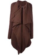 Rick Owens Lilies Asymmetric Zipped Coat, Women's, Size: 42, Brown, Polyamide/angora/wool/polyester