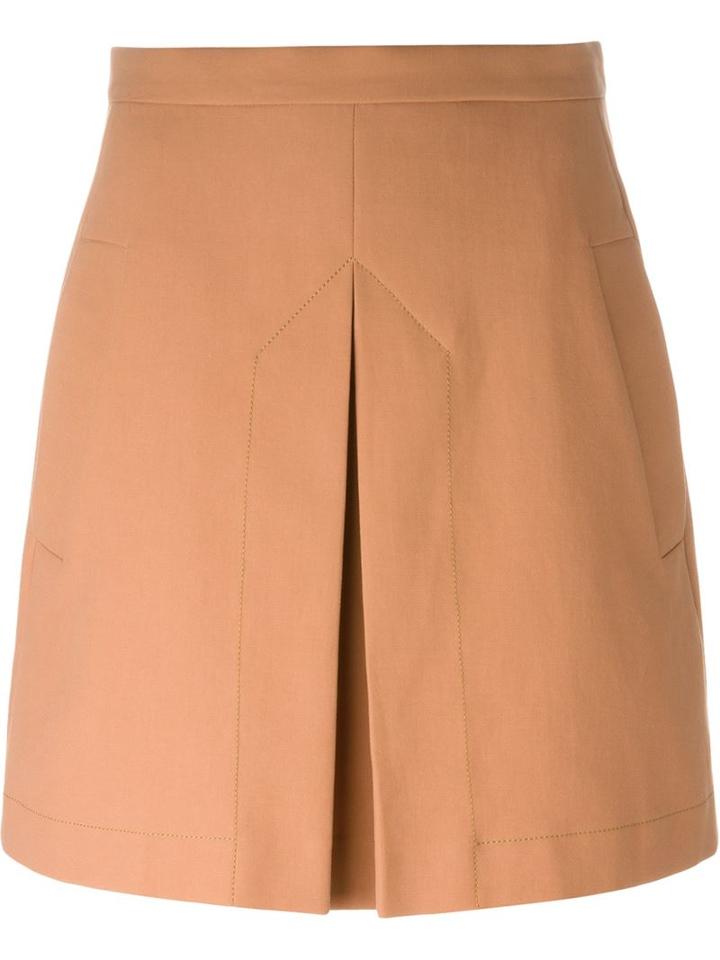 Cédric Charlier Inverted Pleat A-line Skirt