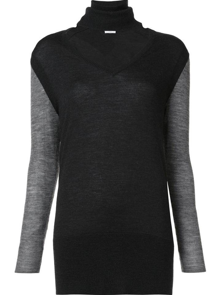 Tome Turtle V-neck Jumper - Black