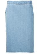 Each X Other - Frayed Denim Pencil Skirt - Women - Cotton - M, Blue, Cotton