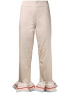 Anna October - Flared Trim Cropped Trousers - Women - Cotton - M, Nude/neutrals, Cotton