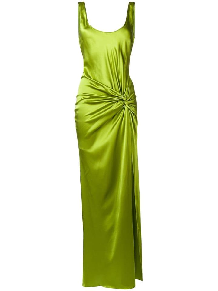 Priscavera Side Gathered Long Dress - Green