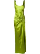 Priscavera Side Gathered Long Dress - Green
