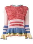 Alexander Mcqueen Flared Hem Knitted Top, Women's, Size: Xs, Pink/purple, Wool/silk/polyamide/spandex/elastane