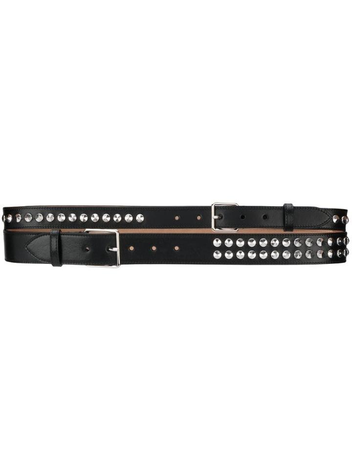 Alexander Mcqueen Double Studded Belt - Black