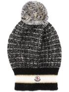 Moncler Striped Pom Pom Beanie - Black