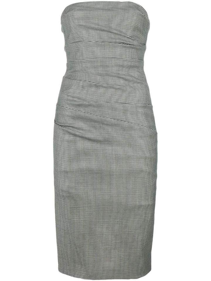 Moschino Pre-owned Strapless Check Fitted Dress - Black