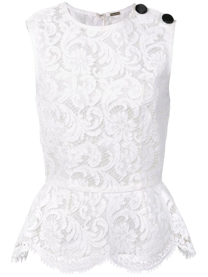 Adam Lippes Corded Lace Peplum Top - White