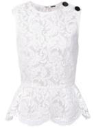 Adam Lippes Corded Lace Peplum Top - White
