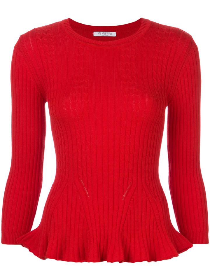 Vivetta Ruffled Hem Jumper - Red