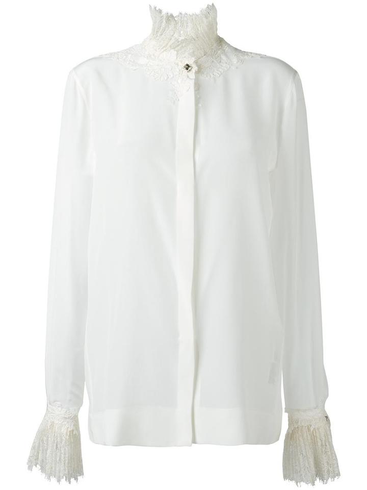 Ermanno Scervino Lace Collar Shirt, Women's, Size: 42, Nude/neutrals, Silk/polyamide/viscose