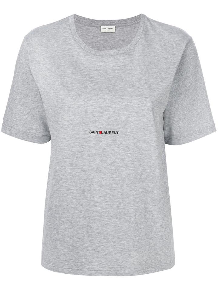 Saint Laurent - Mid Logo T-shirt - Women - Cotton - M, Grey, Cotton