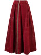 Uma Wang Stripe Detail Midi Skirt - Red