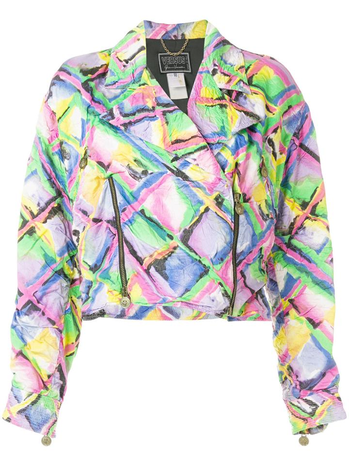 Versace Vintage Graphic Print Cropped Jacket - Multicolour