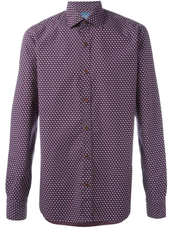Barba Printed Shirt, Men's, Size: 44, Pink/purple, Cotton