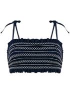 Tory Burch Contrast Stitching Band Bikini Top - Blue