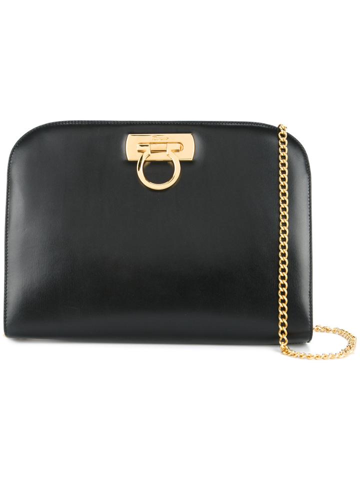 Salvatore Ferragamo Vintage Gancini Chain Shoulder Bag - Black