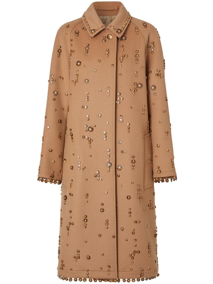 Burberry Embellished Wool Cashmere Car Coat - Brown