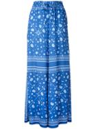 Fleamadonna Paisley-print Palazzo Trousers, Women's, Size: Medium, Blue, Polyester