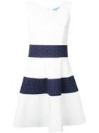 Guild Prime Striped Flared Dress, Women's, Size: 36, White, Polyester/polyurethane