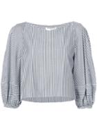 Tibi - Striped Cropped Blouse - Women - Cotton - 6, Grey, Cotton