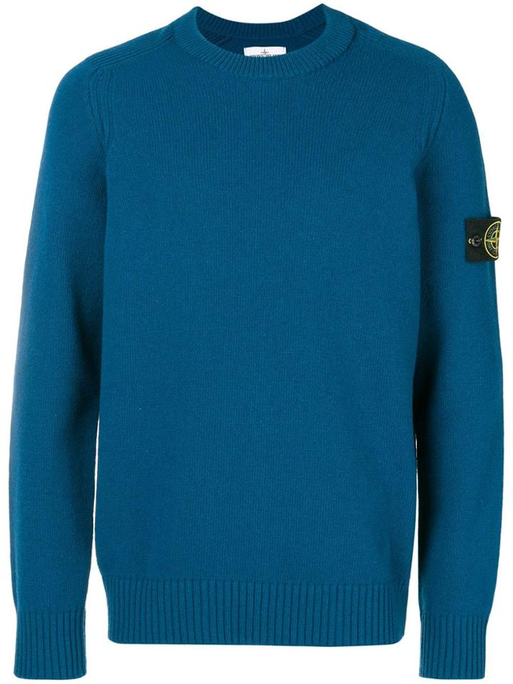 Stone Island Knitted Crew Neck Sweater - Blue