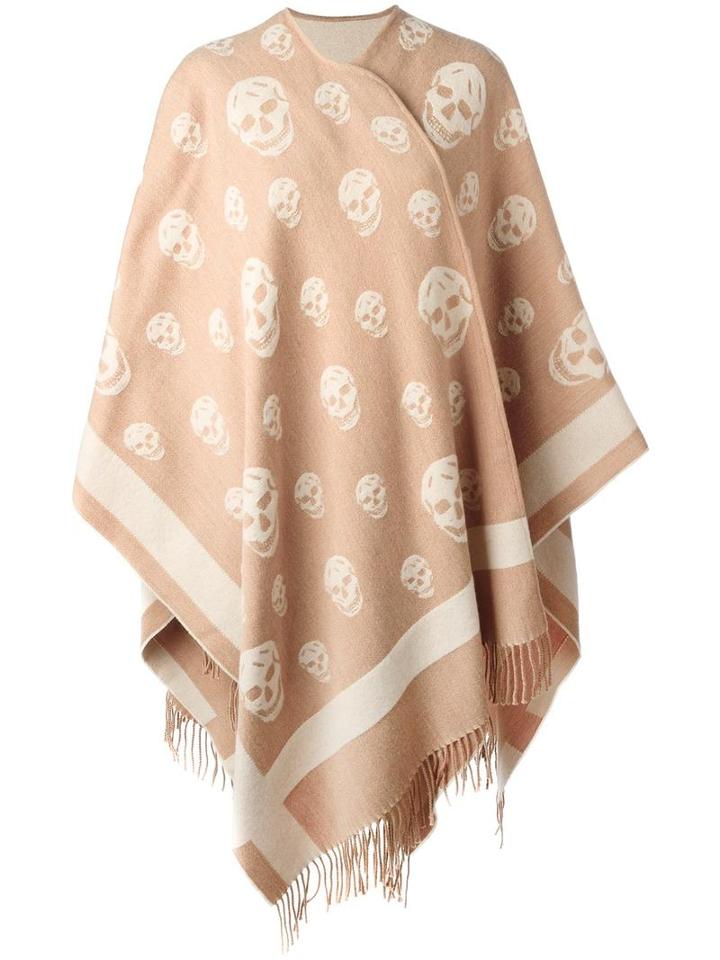 Alexander Mcqueen Skull Stamped Cardi-coat, Women's, Nude/neutrals, Wool/cashmere