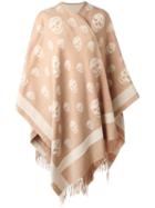 Alexander Mcqueen Skull Stamped Cardi-coat, Women's, Nude/neutrals, Wool/cashmere