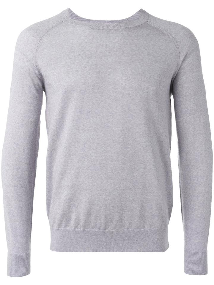 Closed Round Neck Jumper, Men's, Size: Medium, Grey, Virgin Wool