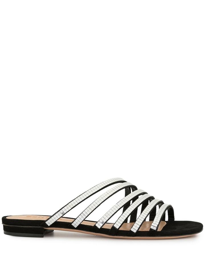 Schutz Embellished Strap Sandals - Black