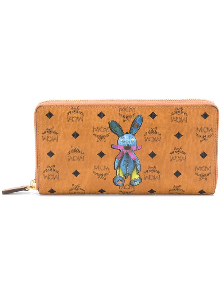 Mcm Rabbit Zip Around Wallet - Brown