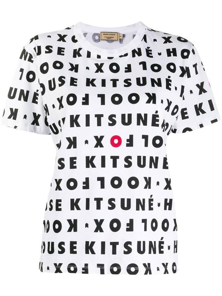 Maison Kitsuné All Over Logo Print T-shirt - White