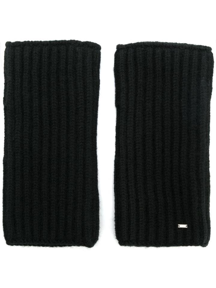 Saint Laurent Fingerless Knitted Gloves - Black
