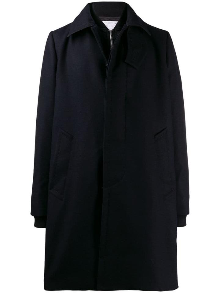 Sacai Layered Single Breasted Coat - Blue