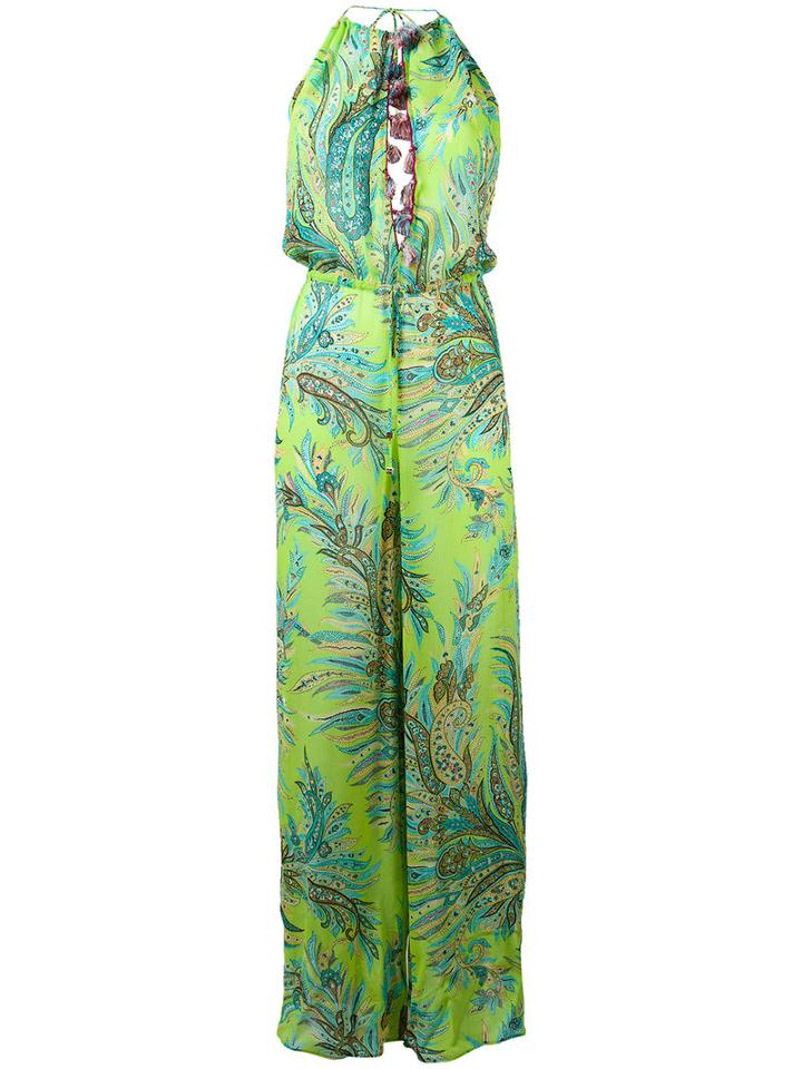 Etro Paisley Print Jumpsuit, Women's, Size: 40, Green, Viscose