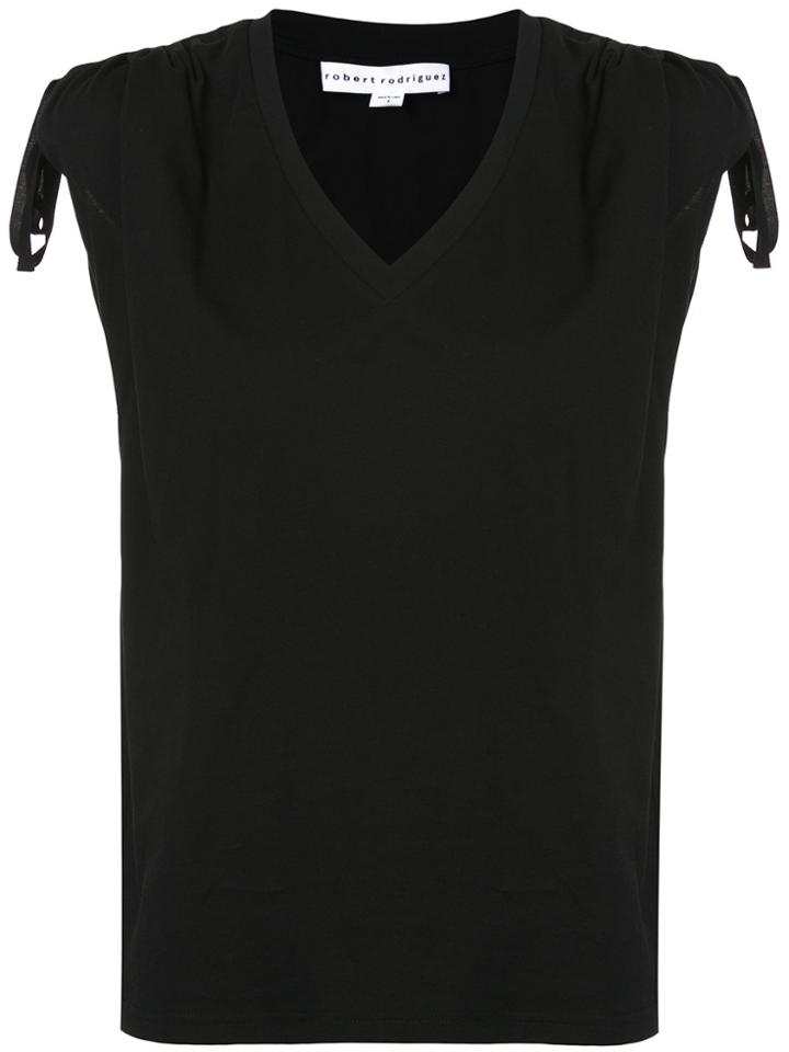 Robert Rodriguez Ruched Shoulder V-neck Tank - Black