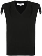 Robert Rodriguez Ruched Shoulder V-neck Tank - Black