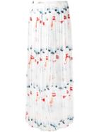 Jeremy Scott Face Print Pleated Skirt, Women's, Size: 44, White, Polyester