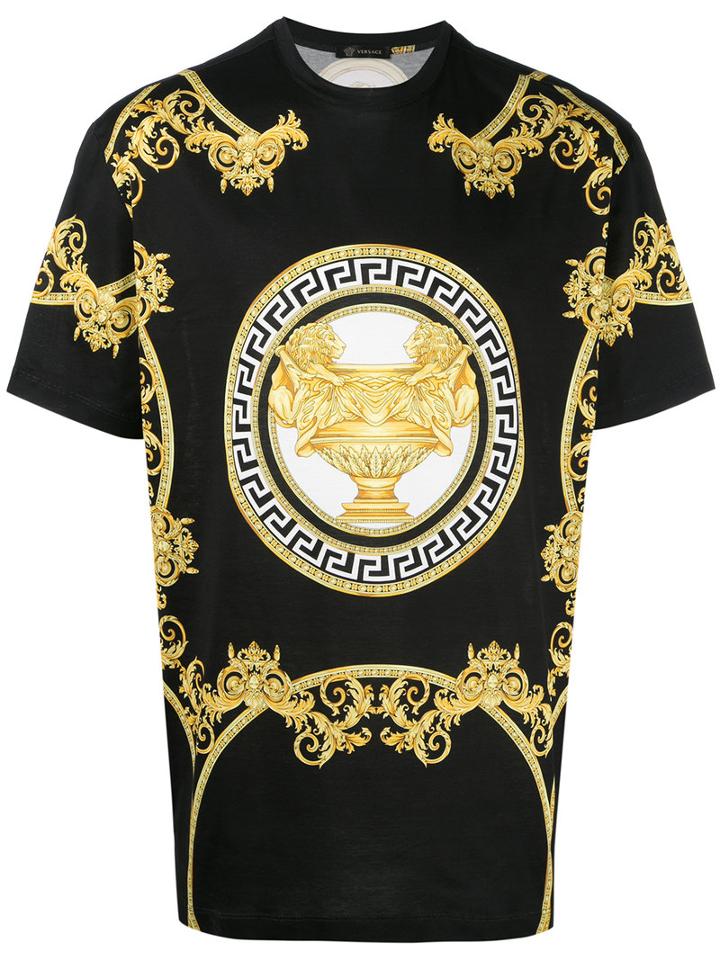 Versace Logo T-shirt, Men's, Size: Large, Black, Cotton
