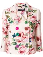 Dolce & Gabbana Double Breasted Rose Print Blazer - Pink