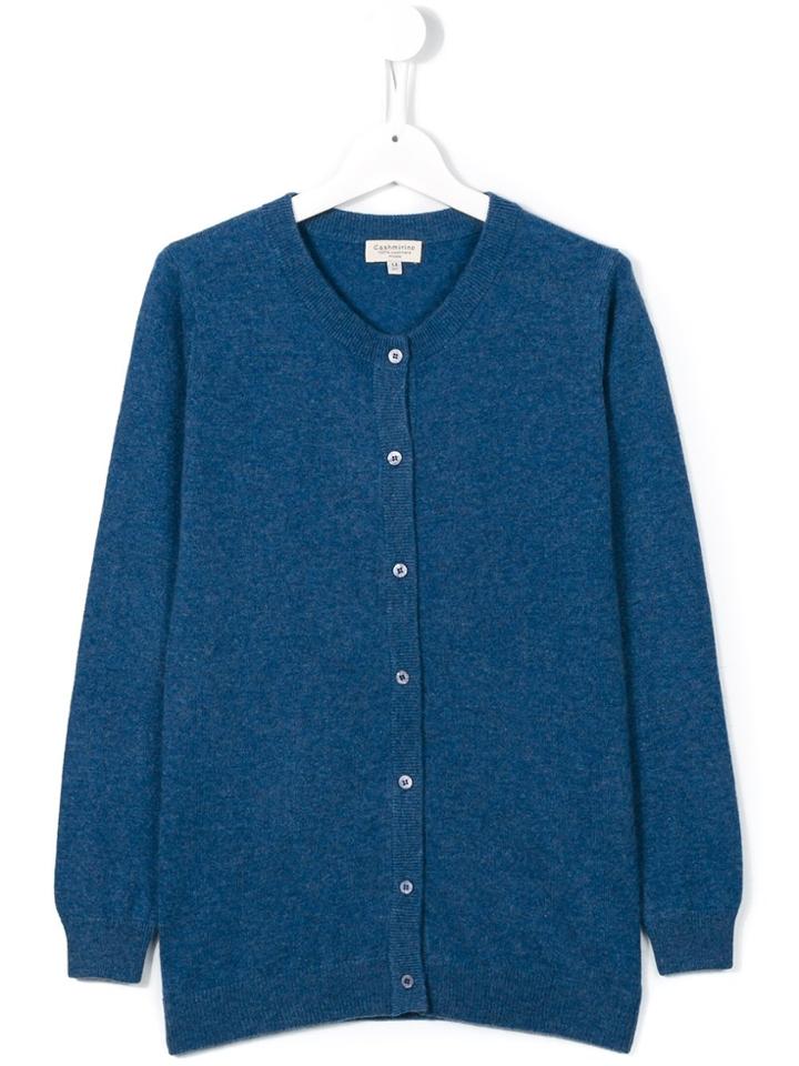 Cashmirino Round Neck Cardigan - Blue