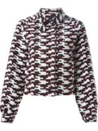Jil Sander Navy Geometric Pattern Jacket, Women's, Size: 38, Blue, Acrylic/polyester/acetate/wool