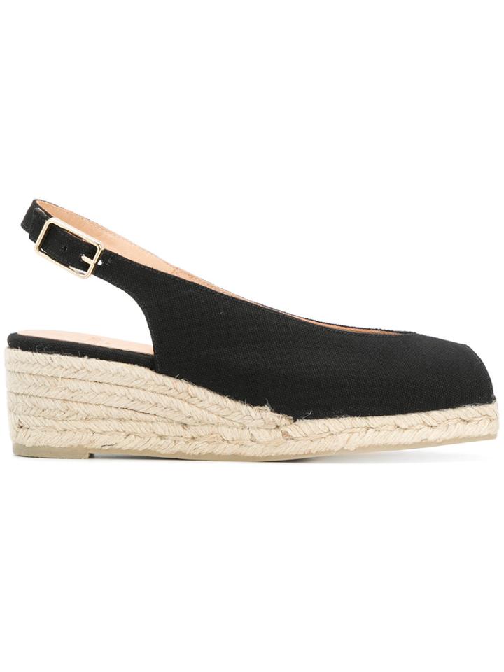 Castañer Peep Toe Slingback Sandals - Black