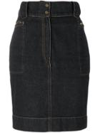 Alaïa Vintage Pencil Denim Skirt - Black