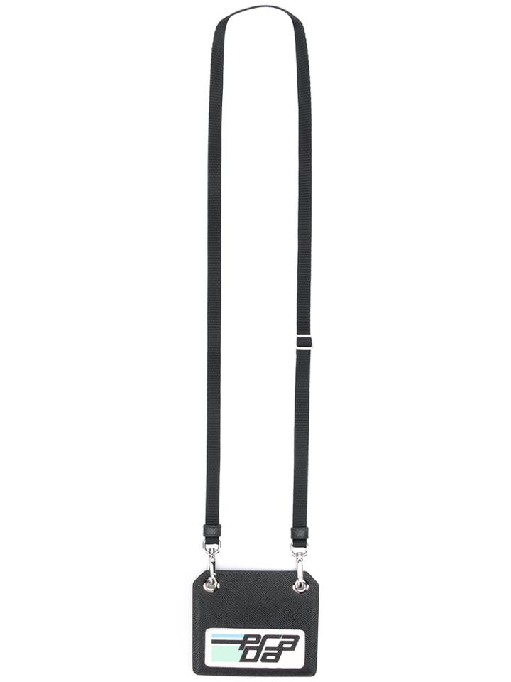 Prada Logo Patch Badge Holder - Black