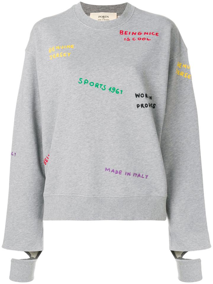 Ports 1961 Embroidered Sweatshirt - Grey