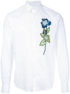 Christian Pellizzari Embroidered Flower Shirt, Men's, Size: 44, White, Cotton