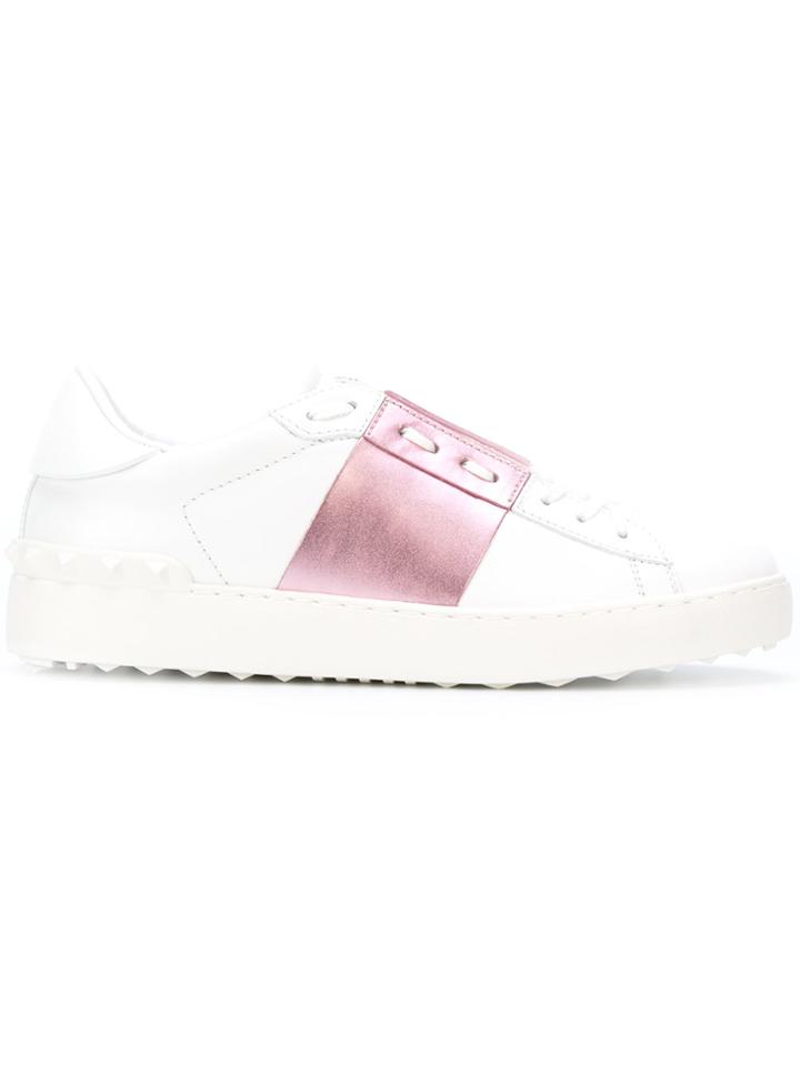 Valentino White Pink Metallic Open Sneakers