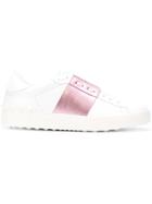 Valentino White Pink Metallic Open Sneakers