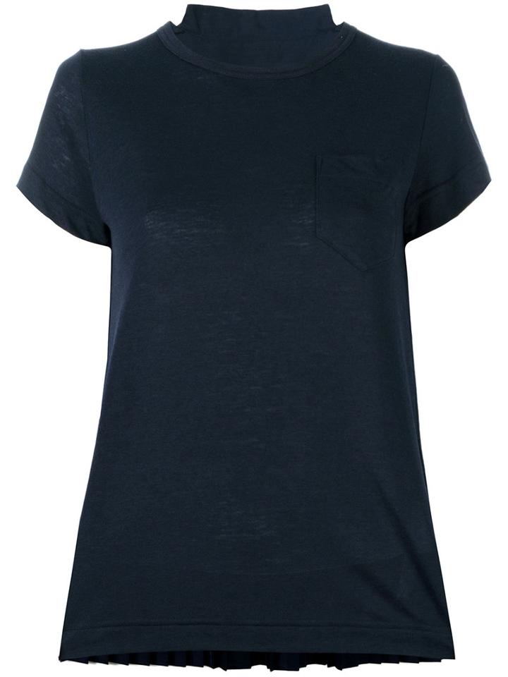 Sacai - Tribal Lace Panelled T-shirt - Women - Linen/flax/polyester - 3, Blue, Linen/flax/polyester